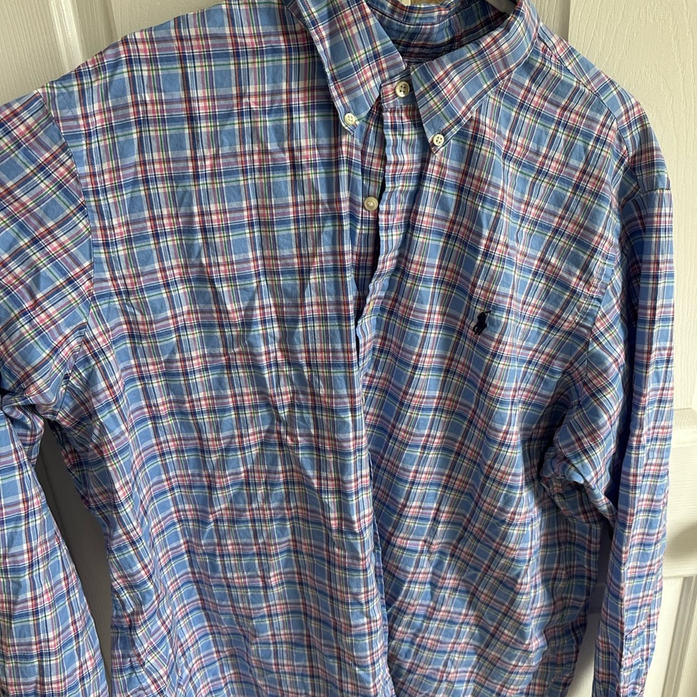 Ralph Lauren Blue and Red Casual Button Down Shirt